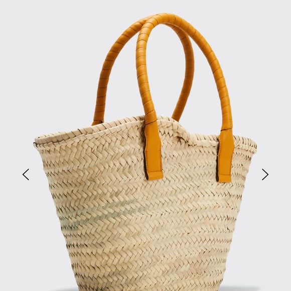 Chloe Marcie Medium Raffia Basket Tote Beach Bag Sunflower 🌻 Yellow - Picture 12 of 15